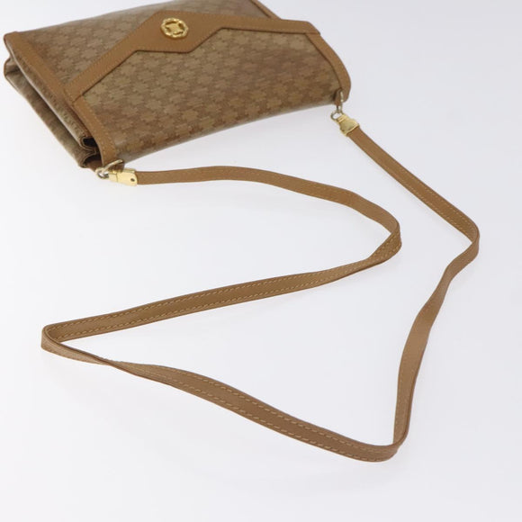 CELINE Macadam Canvas Shoulder Bag Brown Gold Auth BA3592