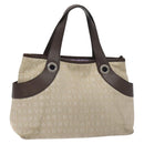 BVLGARI Logo Mania Hand Bag Canvas Beige Silver Auth BA3600-1