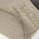 BVLGARI Logo Mania Hand Bag Canvas Beige Silver Auth BA3600-15