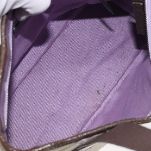 BVLGARI Logo Mania Hand Bag Canvas Beige Silver Auth BA3600