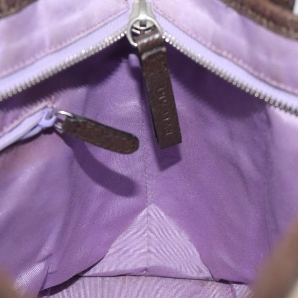 BVLGARI Logo Mania Hand Bag Canvas Beige Silver Auth BA3600