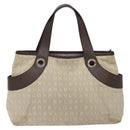 BVLGARI Logo Mania Hand Bag Canvas Beige Silver Auth BA3600-13
