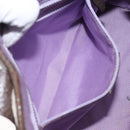 BVLGARI Logo Mania Hand Bag Canvas Beige Silver Auth BA3600-21