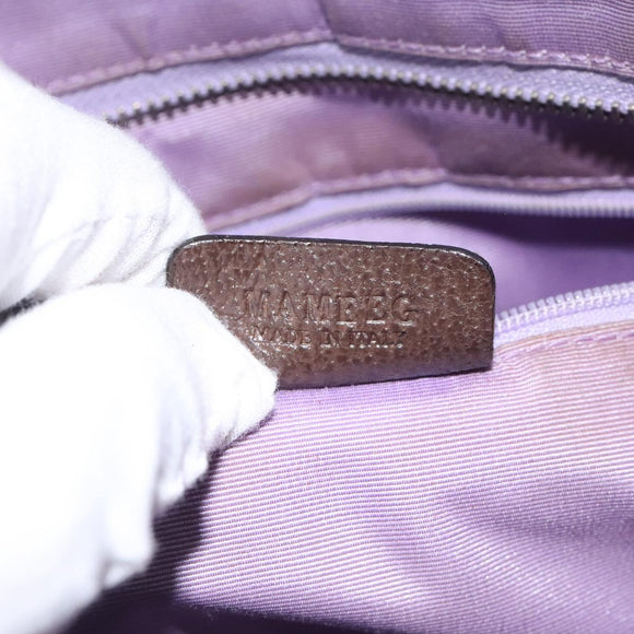 BVLGARI Logo Mania Hand Bag Canvas Beige Silver Auth BA3600