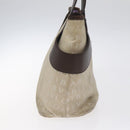 BVLGARI Logo Mania Hand Bag Canvas Beige Silver Auth BA3600-3