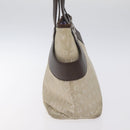 BVLGARI Logo Mania Hand Bag Canvas Beige Silver Auth BA3600-4