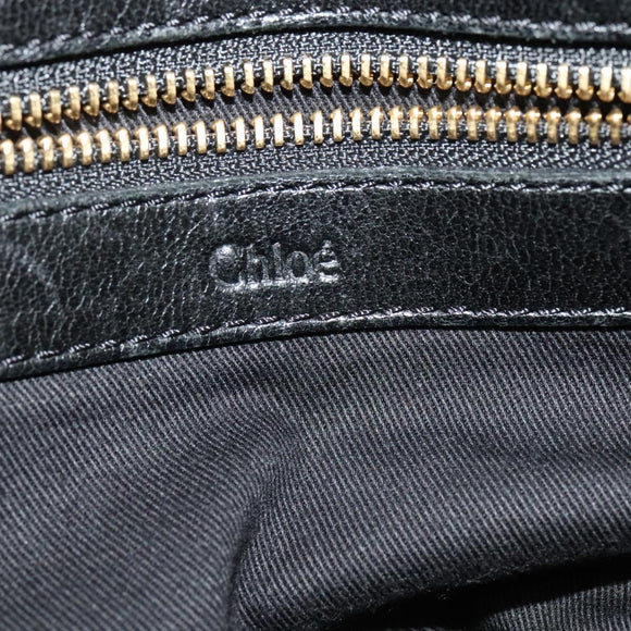 Chloe Etel Hand Bag Leather 2way Black Gold Auth BA3601