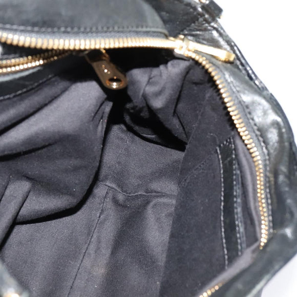 Chloe Etel Hand Bag Leather 2way Black Gold Auth BA3601