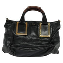 Chloe Etel Hand Bag Leather 2way Black Gold Auth BA3601-13