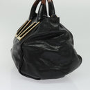 Chloe Etel Hand Bag Leather 2way Black Gold Auth BA3601-3