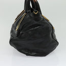 Chloe Etel Hand Bag Leather 2way Black Gold Auth BA3601-4