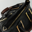 Chloe Etel Hand Bag Leather 2way Black Gold Auth BA3601-6