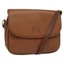 Burberrys Shoulder Bag Leather Brown Gold Auth BA3605-1