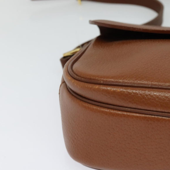 Burberrys Shoulder Bag Leather Brown Gold Auth BA3605