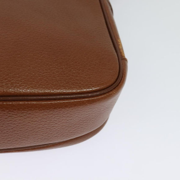 Burberrys Shoulder Bag Leather Brown Gold Auth BA3605