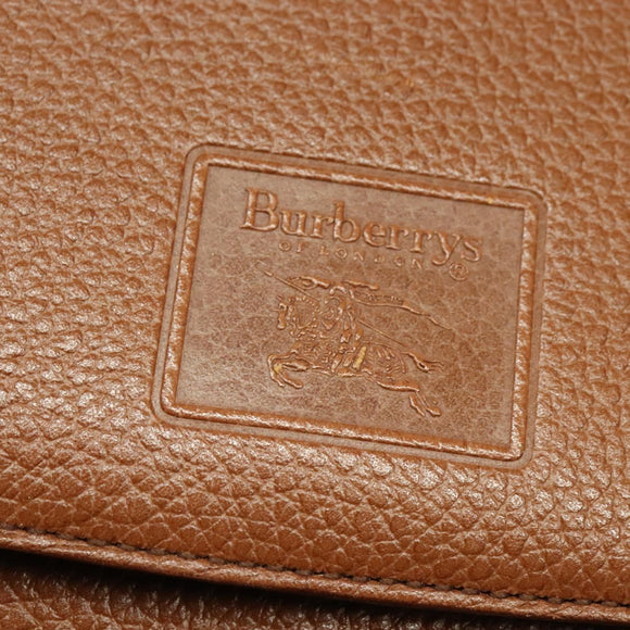 Burberrys Shoulder Bag Leather Brown Gold Auth BA3605