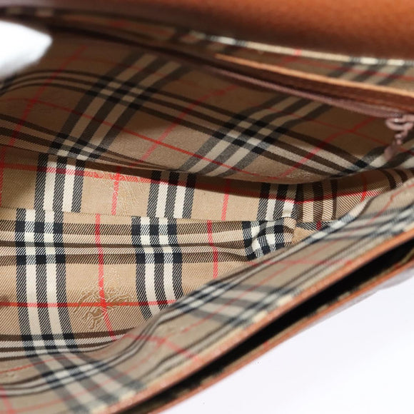 Burberrys Shoulder Bag Leather Brown Gold Auth BA3605