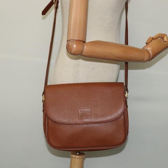 Burberrys Shoulder Bag Leather Brown Gold Auth BA3605