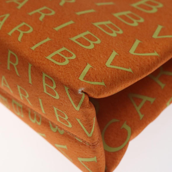 BVLGARI Logo Mania Shoulder Bag Canvas Orange Gold Auth BA3606