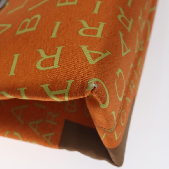 BVLGARI Logo Mania Shoulder Bag Canvas Orange Gold Auth BA3606