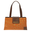 BVLGARI Logo Mania Shoulder Bag Canvas Orange Gold Auth BA3606-13