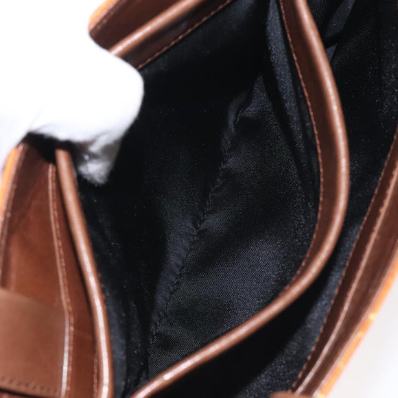 BVLGARI Logo Mania Shoulder Bag Canvas Orange Gold Auth BA3606