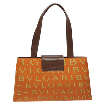 BVLGARI Logo Mania Shoulder Bag Canvas Orange Gold Auth BA3606 - 0