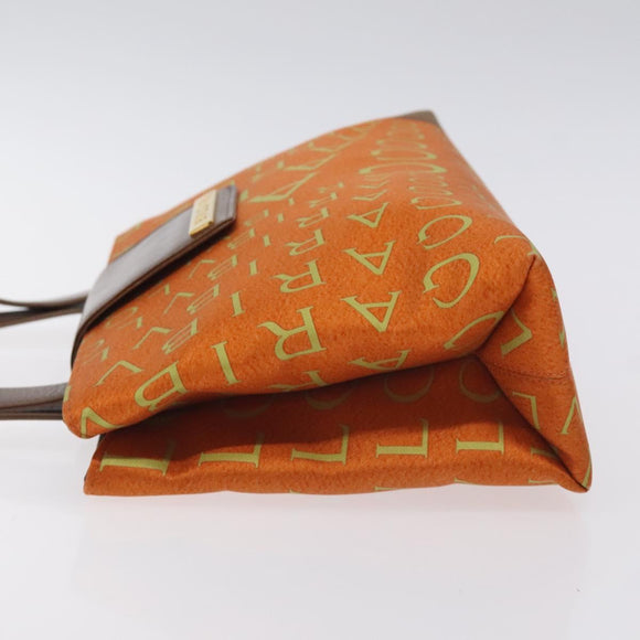 BVLGARI Logo Mania Shoulder Bag Canvas Orange Gold Auth BA3606