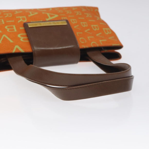 BVLGARI Logo Mania Shoulder Bag Canvas Orange Gold Auth BA3606