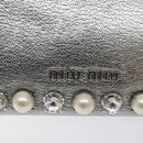 Miu Miu Pouch Leather Silver Auth BA3607-17