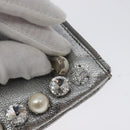 Miu Miu Pouch Leather Silver Auth BA3607-9