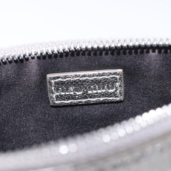 Miu Miu Pouch Leather Silver Auth BA3607