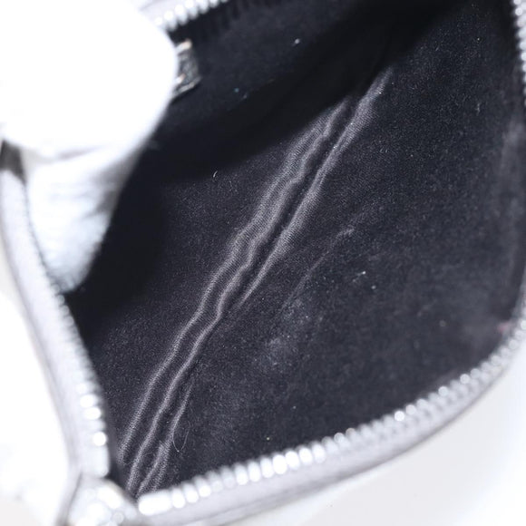 Miu Miu Pouch Leather Silver Auth BA3607