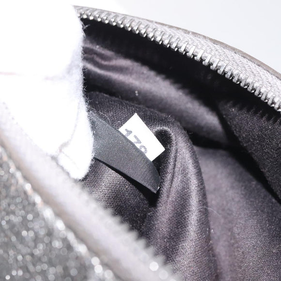 Miu Miu Pouch Leather Silver Auth BA3607