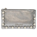 Miu Miu Pouch Leather Silver Auth BA3607-13