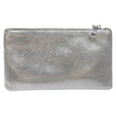 Miu Miu Pouch Leather Silver Auth BA3607-2