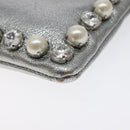 Miu Miu Pouch Leather Silver Auth BA3607-7