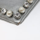 Miu Miu Pouch Leather Silver Auth BA3607-14