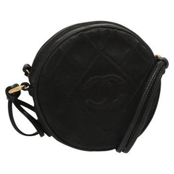 CHANEL Matelasse COCO Mark Shoulder Bag Satin Black Gold CC Auth BA3613