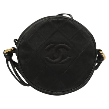 CHANEL Matelasse COCO Mark Shoulder Bag Satin Black Gold CC Auth BA3613 - 0