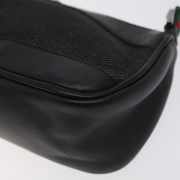 GUCCI Web Sherry Line Accessory Pouch Canvas Red Black 92820 Auth BA3614