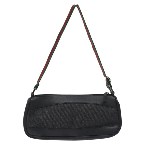 GUCCI Web Sherry Line Accessory Pouch Canvas Red Black 92820 Auth BA3614