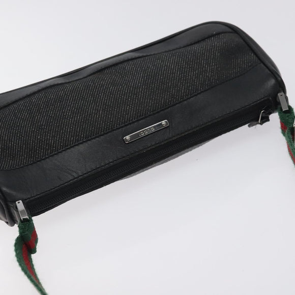 GUCCI Web Sherry Line Accessory Pouch Canvas Red Black 92820 Auth BA3614