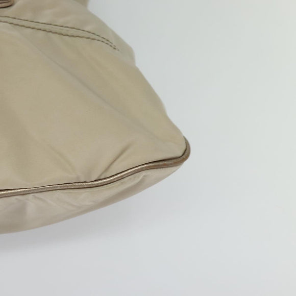 Salvatore Ferragamo Vala Hand Bag Nylon 2way Beige Silver Auth BA3615