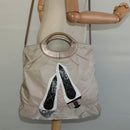 Salvatore Ferragamo Vala Hand Bag Nylon 2way Beige Silver Auth BA3615-22