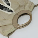 Salvatore Ferragamo Vala Hand Bag Nylon 2way Beige Silver Auth BA3615-6