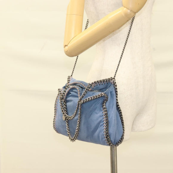 Stella MacCartney Falabella Chain Bag Suede 2way Light Blue Silver Auth BA3617