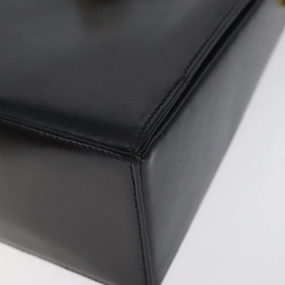 BALLY Chain Shoulder Bag Leather Black Gold Auth BA3624