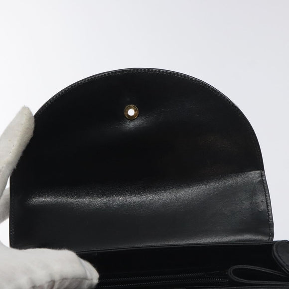 BALLY Chain Shoulder Bag Leather Black Gold Auth BA3624