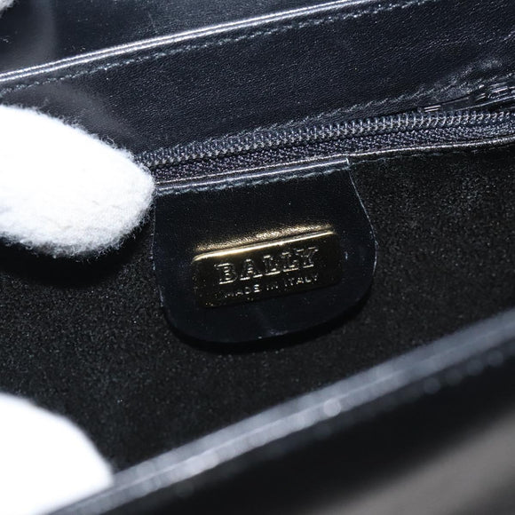 BALLY Chain Shoulder Bag Leather Black Gold Auth BA3624